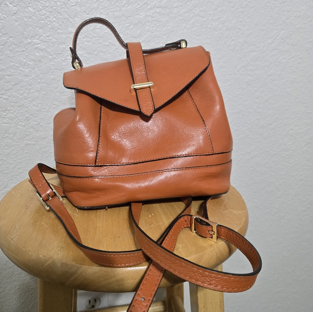 Divina Firenze Orange Leather Backpack